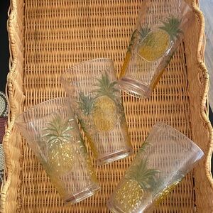 Pineapple Embossed Glass Tumblers - Set of 4